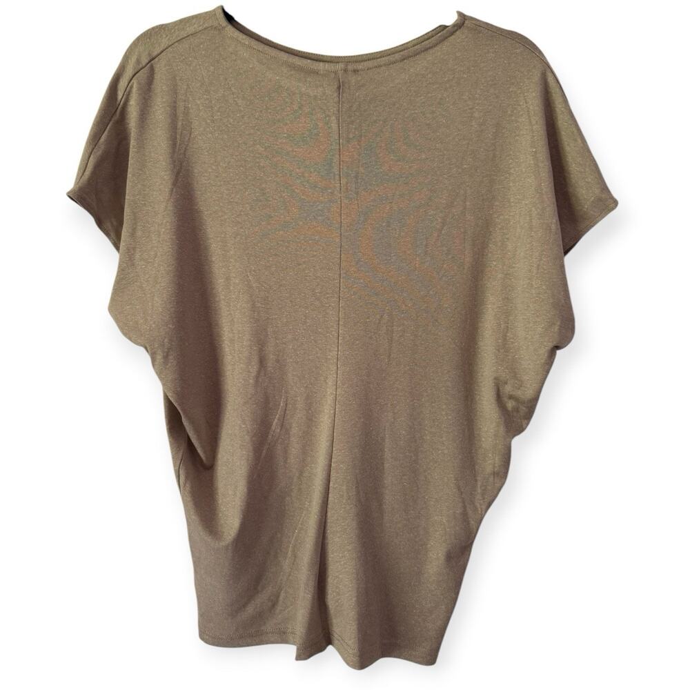 NWD OGL Round Neck Relaxed Summer Top Tencel Linen Dark Alabaster Size Large